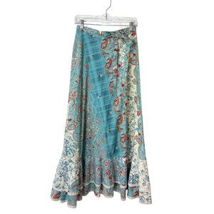 Lucie Linden Boho Maxi Skirt EU 40 / US 8 Blue Festival Floral Paisley Vintage
